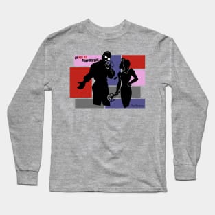 Colored Blocked Noir Silhouettes Long Sleeve T-Shirt